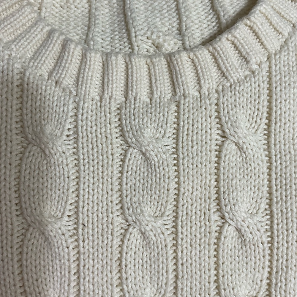 Ralph Lauren Sport Cable-Knit Cotton Crewneck Ivory Jumper Size Large old money - Picture 13 of 16
